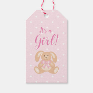 It's a Girl Baby Shower Cute Pink Bunny Rabbit Gift Tags
