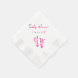 Its a Girl Baby Shower Cute Pink Footprints Napkin