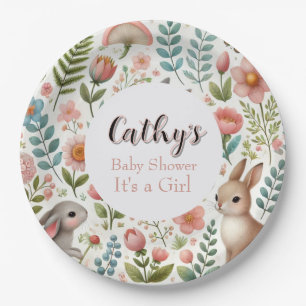 Its A Girl Baby Shower Floral Paper Plate
