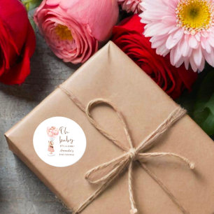 Its a Girl Baby Shower Flying Balloon Classic Round Sticker