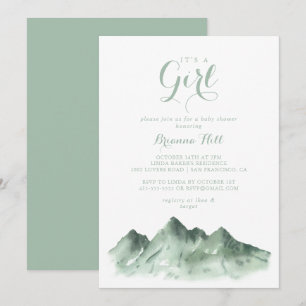 It's A Girl Baby Shower Green Mountain Country  Invitation