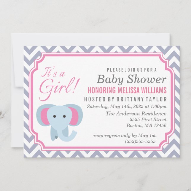 It's a Girl! Baby Shower Invitation (Front)