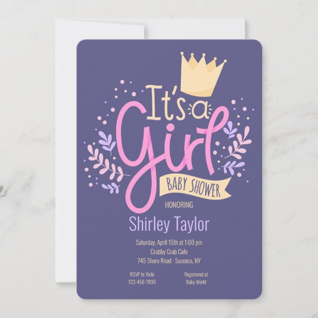 It's A Girl Baby Shower Invitation (Front)