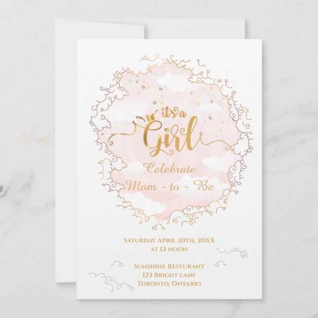 Its a Girl Baby shower Invitation (Front)