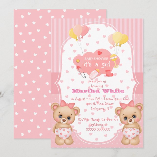 it's a girl Baby shower Invitation (Front/Back)