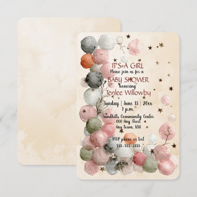 It's A Girl Baby Shower Invitation (Front/Back)