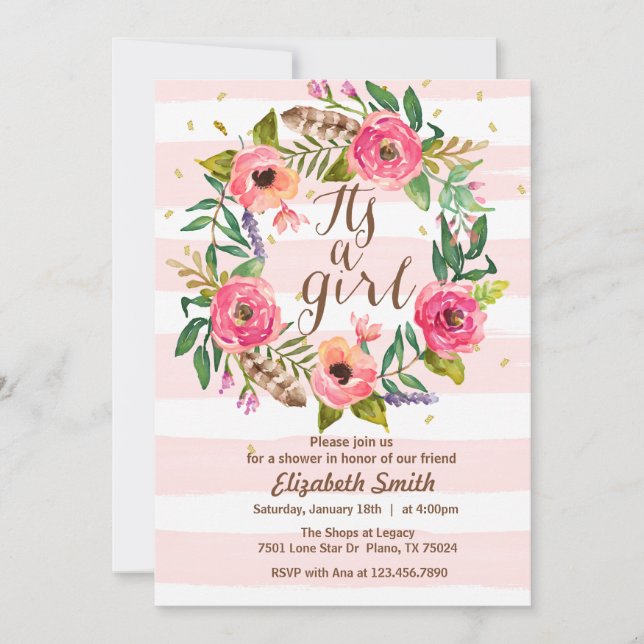 Its a Girl Baby Shower Invitation (Front)