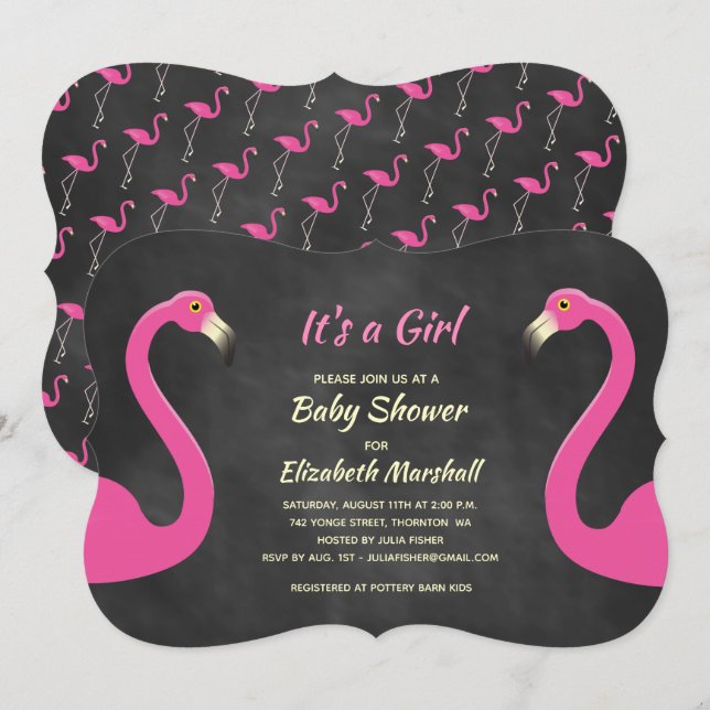 It's a Girl Baby Shower Invitation - Chalk (Front/Back)
