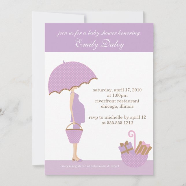 {it's a girl!} baby shower invitation [lavender] (Front)
