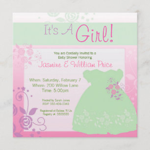 It's A Girl Baby Shower Invitation Pastel Dress