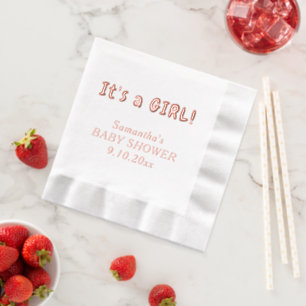 It's a Girl Baby Shower Name Foil Napkins