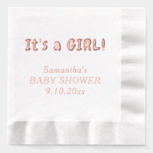 It's a Girl Baby Shower Name Foil Napkins