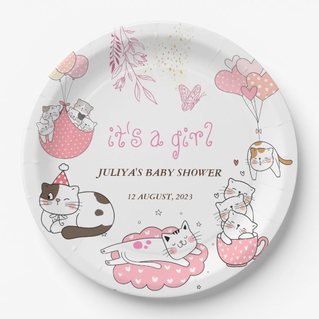 it's a girl baby shower Paper Plates (Front)