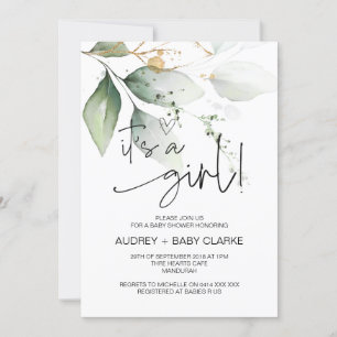 It's a Girl Baby Shower Party Cute Simple Invitati Invitation