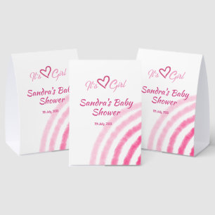 ITS A GIRL BABY SHOWER PINK RAINBOW PASTEL RETRO