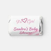 ITS A GIRL BABY SHOWER PINK RAINBOW PASTEL RETRO