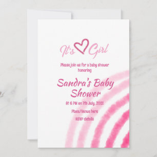 ITS A GIRL BABY SHOWER PINK RAINBOW PASTEL RETRO ANNOUNCEMENT