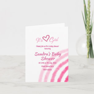 ITS A GIRL BABY SHOWER PINK RAINBOW PASTEL RETRO INVITATION