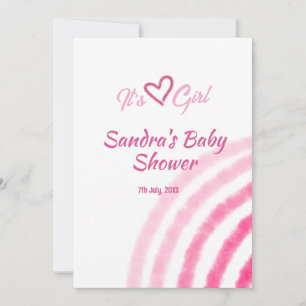ITS A GIRL BABY SHOWER PINK RAINBOW PASTEL RETRO INVITATION