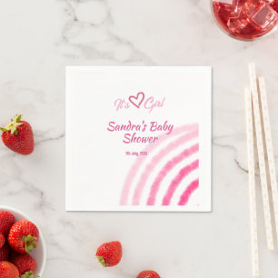 ITS A GIRL BABY SHOWER PINK RAINBOW PASTEL RETRO NAPKIN
