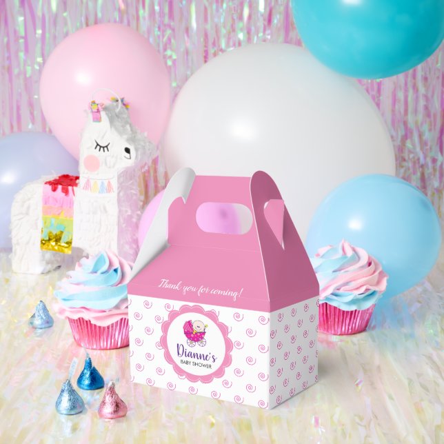 It's a Girl Baby Shower Pink Spiral Favour Box (Party)
