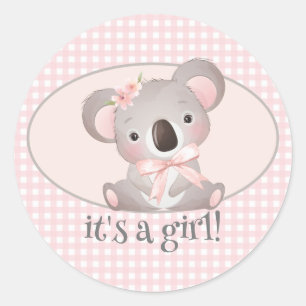 It's A Girl Baby Shower, Round Envelope Seals