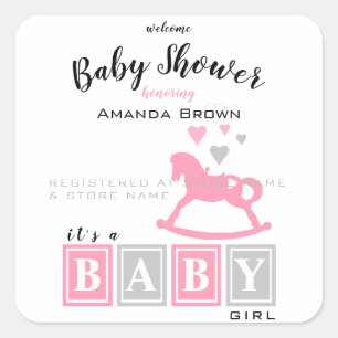 It's a Girl Baby Shower Square Sticker