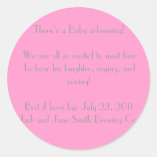It's a Girl!  Baby shower tea party Classic Round Sticker
