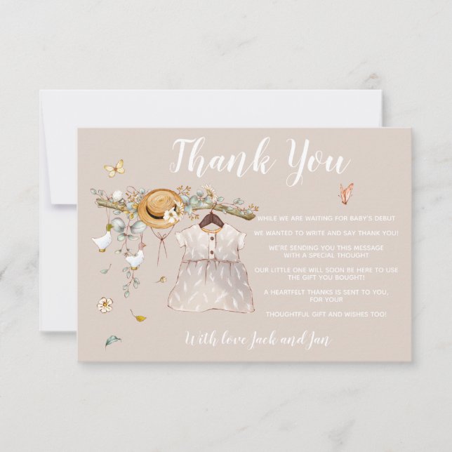 It's a Girl Baby Shower Thank You card (Front)