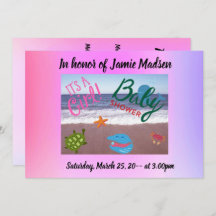 It's A Girl Baby Shower With Cute Ocean Critters I