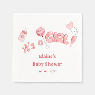Its a Girl Baby Things Pink Girl Baby Shower Napkin