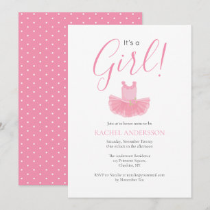 It's a Girl Ballerina Pink Baby Shower Invitation