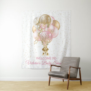 Its a Girl Balloon Baby Shower Backdrop Tapestry