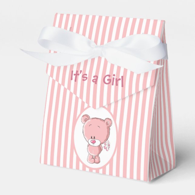 It's a Girl Bear Favour Box (Front Side)