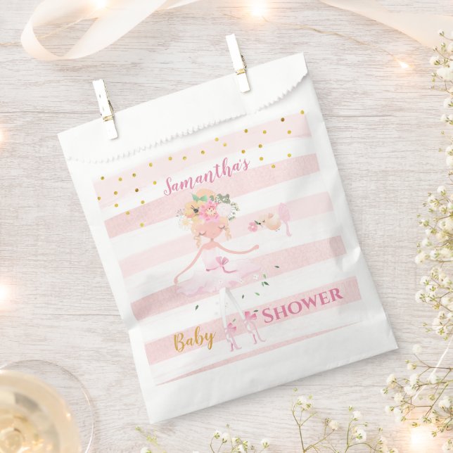 It's a Girl Beautiful Ballerina Baby Shower Favour Bags (Clipped)