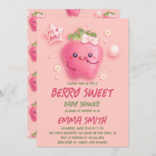 It's a Girl Berry Sweet Strawberry Baby Shower Invitation
