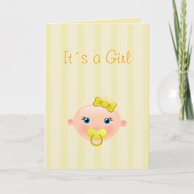 It's a Girl - Birth Announcement Greeting Card (Front)