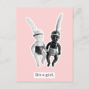 It's a girl - Black and White Doll Indians Postcard