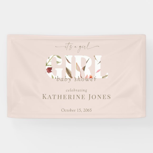 It's a Girl Blush Baby Shower Banner (Horizontal)