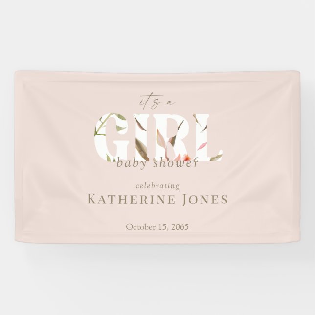 It's a Girl Blush Baby Shower II Banner (Horizontal)