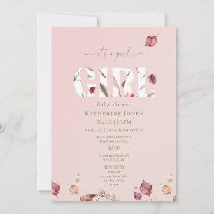 It's a Girl Blush Fall Baby Shower Invitation