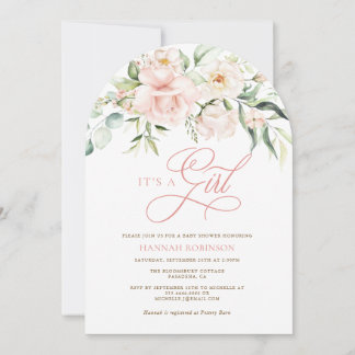 It's a Girl Blush Florals Baby Shower Invite