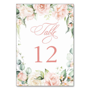 It's a Girl Blush Florals Baby Shower Table Number