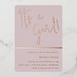 Its a Girl! Blush Modern Baby Shower Rose Gold