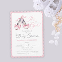 It's A Girl Blush Pink Ballerina Baby Shower