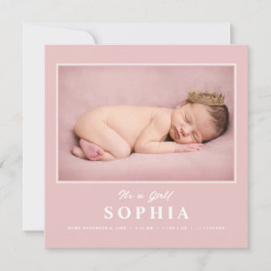 Its a Girl Blush Pink Photo Collage Baby Girl Announcement
