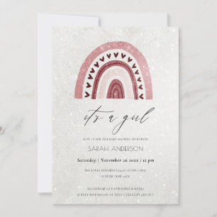 IT'S A GIRL BLUSH PINK RAINBOW BABY SHOWER INVITE