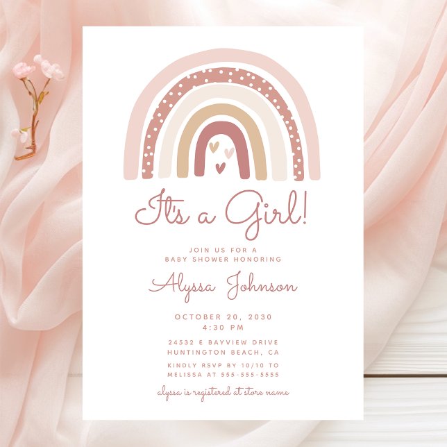 It's A Girl Boho Rainbow Baby Shower Invitation (Creator Uploaded)