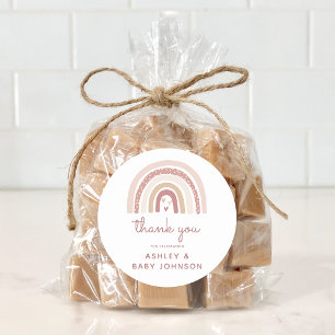 It's a Girl Boho Rainbow Baby Shower Thank You Classic Round Sticker