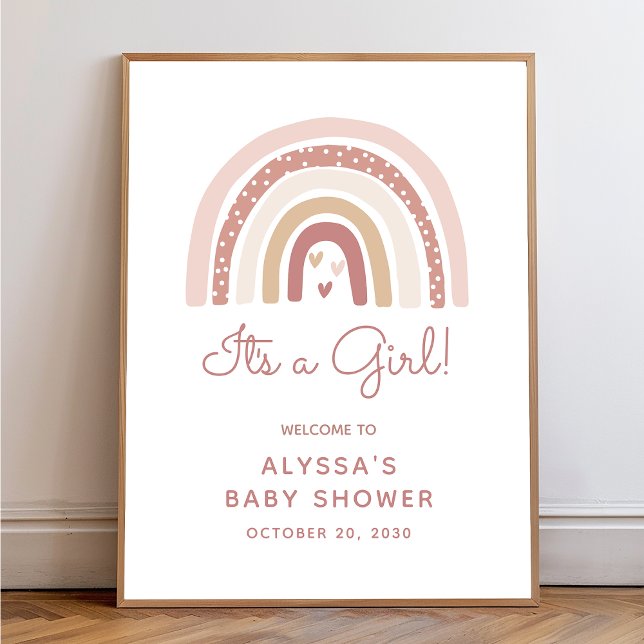It's A Girl Boho Rainbow Baby Shower Welcome Sign (Creator Uploaded)